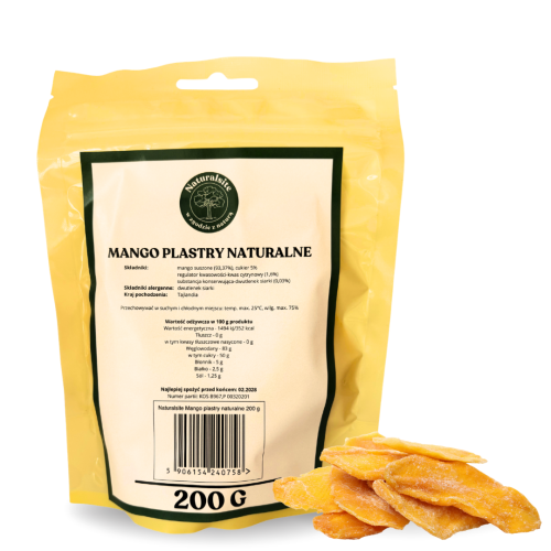 Mango Plastry Naturalne Miękkie i Soczyste 200 g Naturalsite