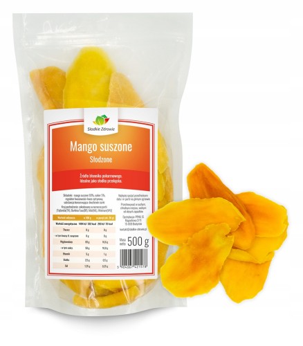 Mango Płatki Suszone Słodzone 500 g Słodkie Zdrowie