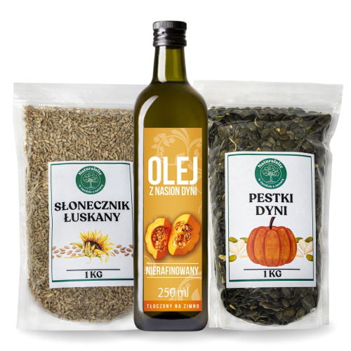 Zestaw sałatkowy Naturalsite – olej z pestek dyni + pestki dyni + słonecznik