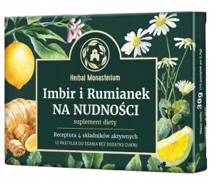 Imbir i Rumianek na nudności 12 pastylek do ssania Herbal Monasterium