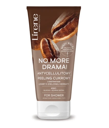Peeling cukrowy antycellulitowy z ekstraktami z kawy i zielonej herbaty Lirene 175 g